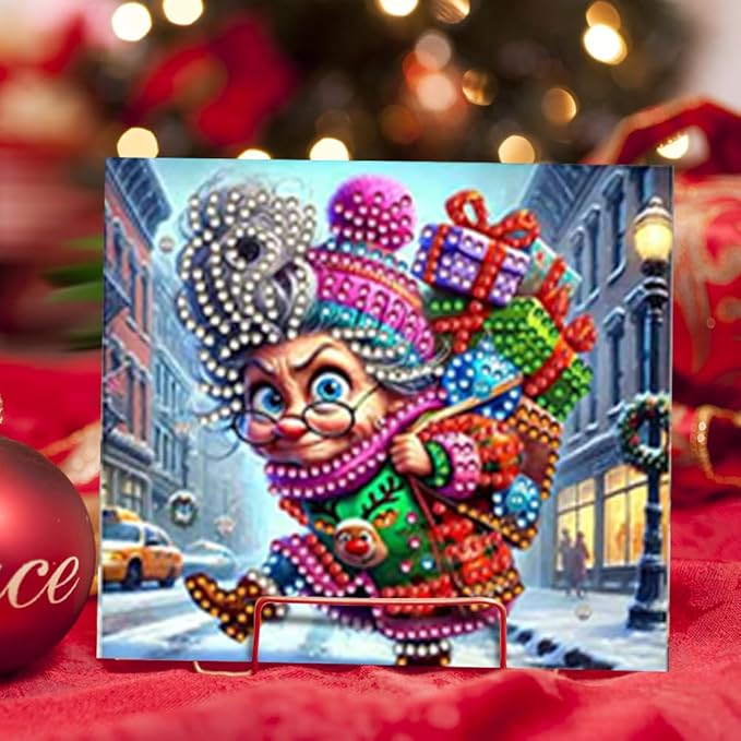 Christmas Greeting Cards Diamond Painting Kit 10PCS DIY Holiday Rhinestone Art Handmade Cards Set for Home Wall Decor and Office Display