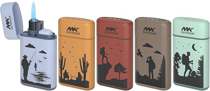 MK Lighter 5-Pack Torch Flame Pocket Lighters, Refillable and Multipurpose, Ideal for Candles, BBQ, Camping, and Everyday Use (Wild Spirit-5PC)