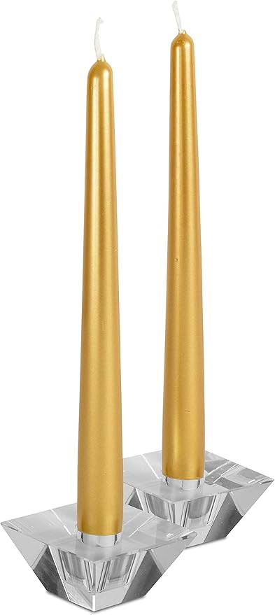 Hyoola Tall Taper Candles - 10 Inch Metallic Gold Dripless, Unscented Dinner Candle - Paraffin Wax with Cotton Wicks - 8 Hour Burn Time (Pack of 12)