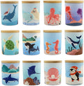 12 Pack 7 OZ Ocean Blue Glass Candle Making Jar with Bamboo Airtight Lids, Empty Storage Container DIY Candle Jar, Labels, Gifts (Ocean blue)