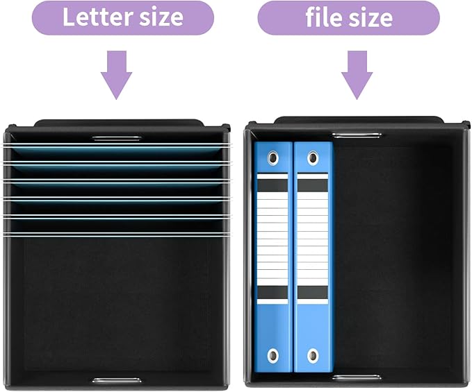 Huolewa File Organizer Box with Lid, Collapsible File Folder Organizer for Office Document Storage, Filing Box with Plastic Slide for Letter Size Hanging File Folders(1 Pack, Lavender)