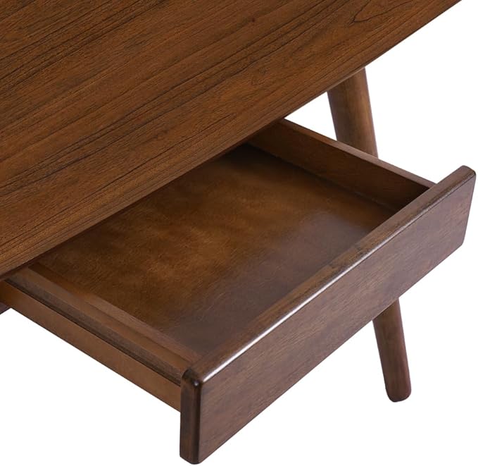 L Shaped Computer Desk with Drawers Modern Home Office Workstation Study Writing Table Walnut Color Gaming Desk for Bedroom
