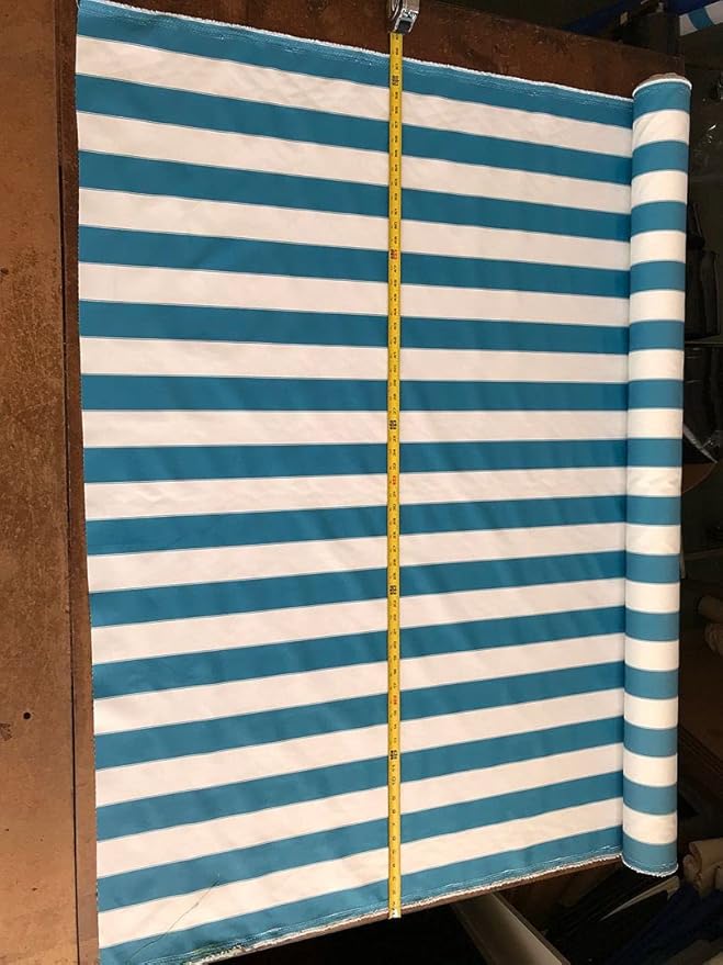 Mybecca Stripe Canvas Marine Fabric 600 Denier Indoor/Outdoor Blue/White (5 Yards)