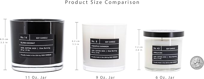 Lulu Candles | Bergamot & Amber | Smells Like Citrus & Musk | Luxury Scented Soy Jar Candle | Hand Poured in The USA | Highly Scented Long Lasting (9 Oz.)