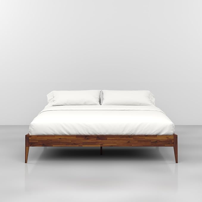 Bme Dinkee King Size Bed Frame, 15 Inch High Platform, Modern Minimalist Style, Durable Wood Slat, Easy Assembly, No Box Spring Required, Chocolate Finish