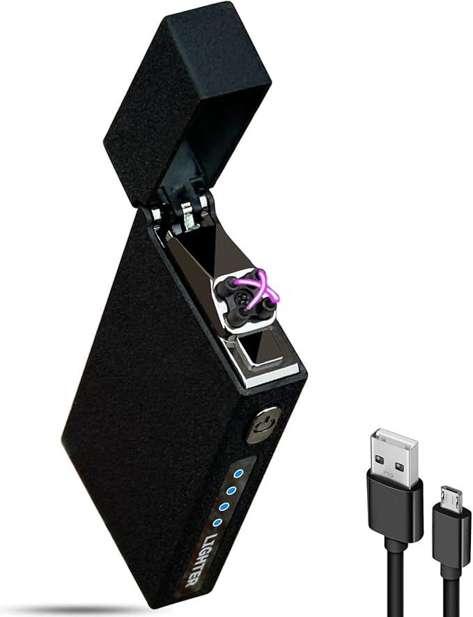 Electric Lighter, Windproof Lighter Flameless Plasma Beams USB Rechargeable Lighter w/Battery Display - for Fire/Cigarettes, Campings