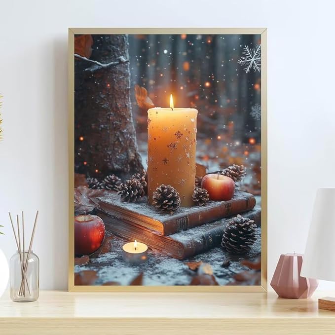 Diamond Painting Kits for Adults Candle Diamond Painting Kits Winter 5D Full Square Drill Strass Crystal Crafts for Adults DIY Art Kit for Beginner, Home Wall Art, Gifts for Women 24x35in U-Y93446