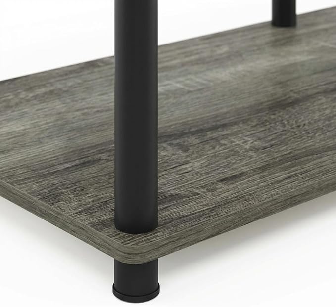 Furnifact French Oak Grey and Black Wood TV Stand for 55 Inch Televisions, Modern Design, Sturdy Construction, Stylish and Functional for Living Room