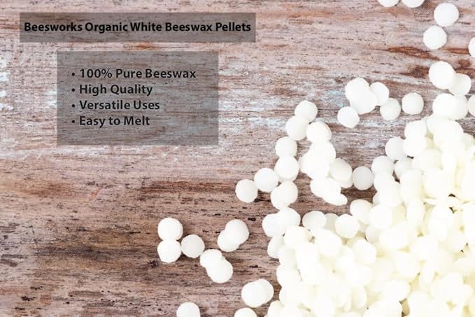 Beesworks Organic White Beeswax Pellets (14 oz) | 100% Pure, Cosmetic Grade, Triple-Filtered Beeswax for DIY Skin Care, Lip Balm, Lotion and Candle Making