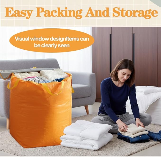 CINPIUK 106 Gallon Extra Large Heavy Duty Moving Bags - Waterproof Storage Totes, Tear-Resistant Packing Bag for Moving, Storage, Seasonal Clothes, College Dorm, Traveling