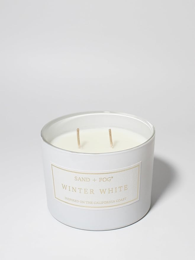 Sand + Fog Scented Candle - Winter White – Additional Scents and Sizes – 100% Cotton Lead-Free Wick - Luxury Air Freshening Jar Candles - Perfect Home Decor – 12oz