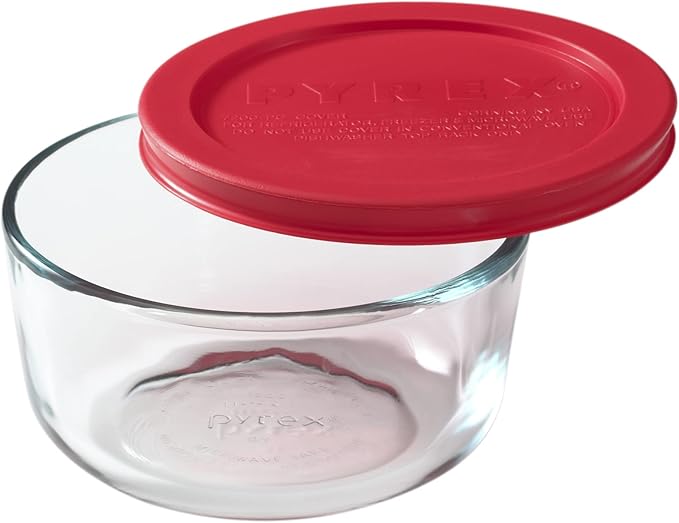 Pyrex Simply Store 2-Cup Single Glass Food Storage Container with Plastic Lid