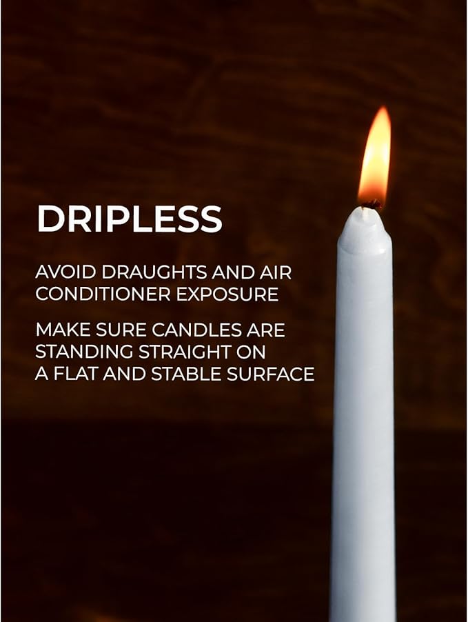 Candwax 10 inch Tapered Candles Set of 12 - Dripless and Unscented Candlesticks - Perfect as Dinner and Household - Light Gray