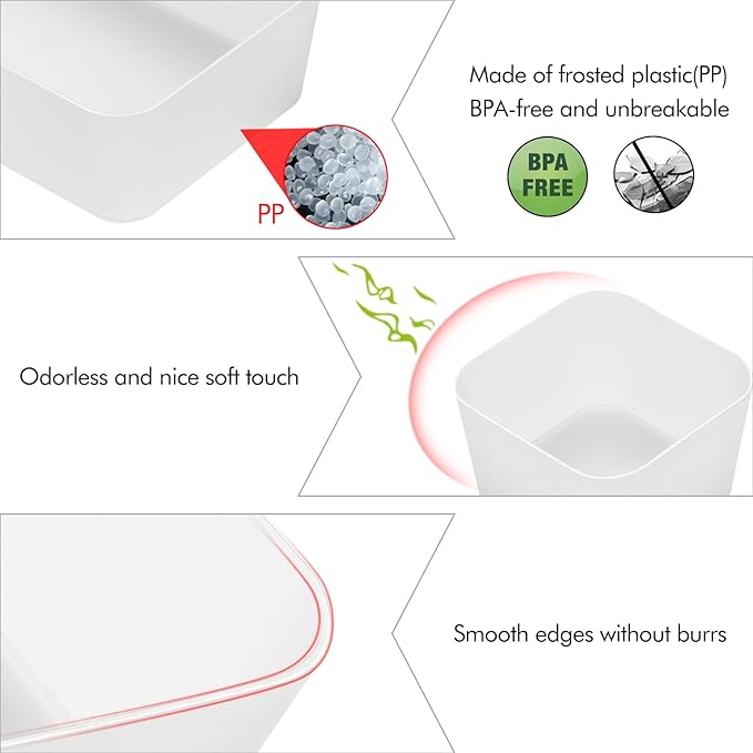 Poeland 5 Pcs Drawer Organizer Tray Storage Box for Bedroom Nightstand Drawer Dresser Bathroom Kitchen Drawer, Frosted