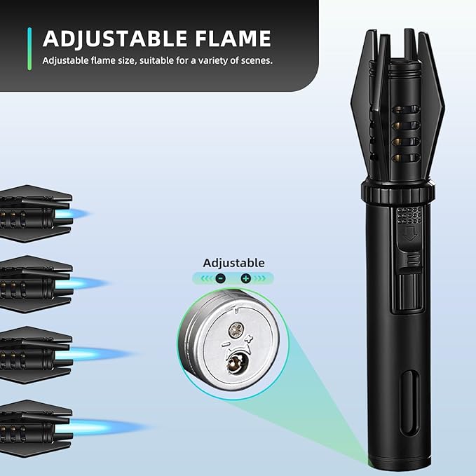 Mini Torch Lighter Straight Flame Bright Fire Small Refillable Butane Lighter Pocket Windproof Jet Flame with Visual Window for Survival Kitchen Camping Candles Fireplace BBQ Gift, 5" (Without Fuel)