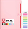 Forvencer Expanding File Folder with 8 Pocket, Letter Size Accordion File Organizer, Portable Folders for Documents, Cute Paper Organizer, Filling Products for School Office Supplies, A4 Size, Pink