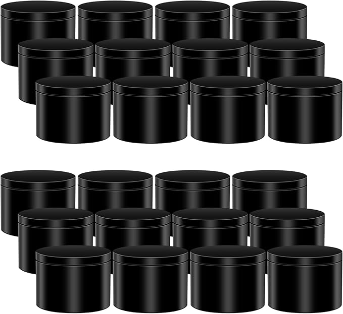AOSWELE 24 PCS Candle Tins 8 OZ Bulk, Matte Black Candle Tins with Lids, Premium Empty Candle Jars, Small Container Tin Can for Candle Making, Sleek Candle Vessel DIY Candle Making Supplies Kit