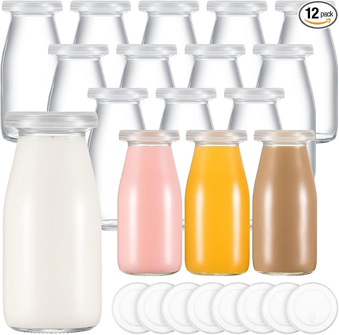 Zubebe 12 Pack 6 oz Glass Jars with 24 Lids - Versatile for Canning, Jams, Jellies, DIY Crafts, Single-serving Desserts & Christmas Gifts