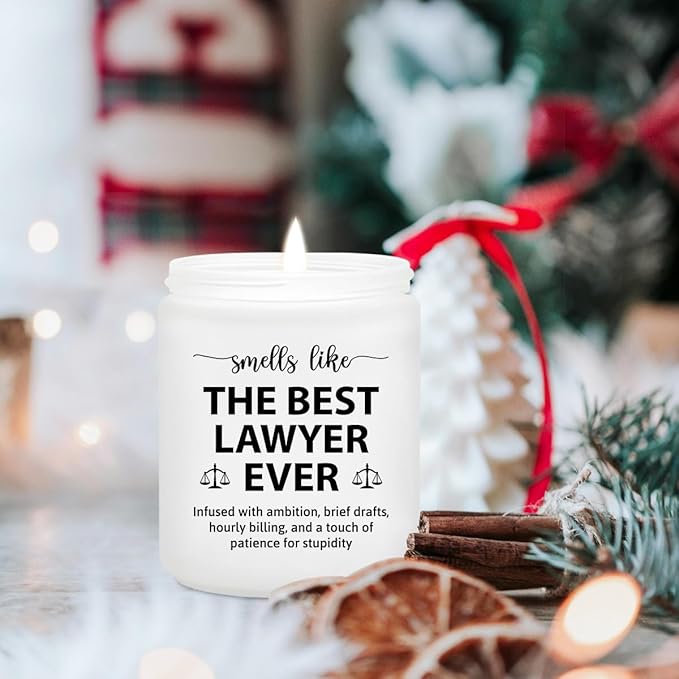 Lawyer Gifts for Women Men - Lawyer Gifts for Female Attorney, Paralegal, Future Lawyers - Law School Graduation Gift for Law Students -Bar Exam Gift - Lavender Scented Candle