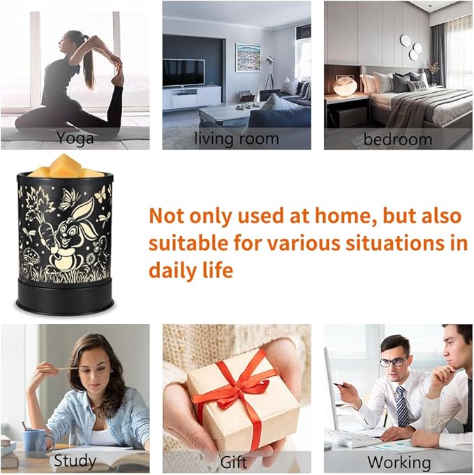 nawaza Metal Wax Melts Warmer, 2-in-1 Electric Scented Candle Wax Melter and Wax Cubes, Aromatherapy Essential Oil Burner for Home Décor Office and Bedroom, with LED Light(Rabbit)