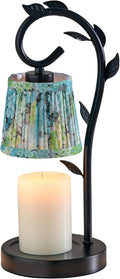 Adesso Candle Warmer Lamp – Flameless Candle Melter with Adjustable Timer & Dimmable Light, Bulb Included, Blue Floral Printed Shade, for Home, Dorm, or Office
