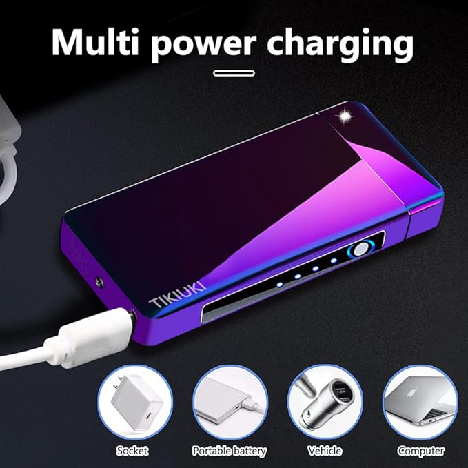 Electric Lighter USB Rechargeable Lighter Flameless Lighters Windproof Plasma Lighters Butane Free with High Capacity Battery for Fireworks, Candles, Outdoor Camping Activities(Color)