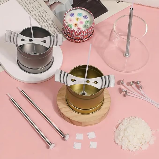 Blingfun Double Boiler Pot Set, Stainless Steel Melting Pot with Candle Wicks, Stickers,Wick Holders,Wick Placing Tube for Soap, Wax, Candle Making