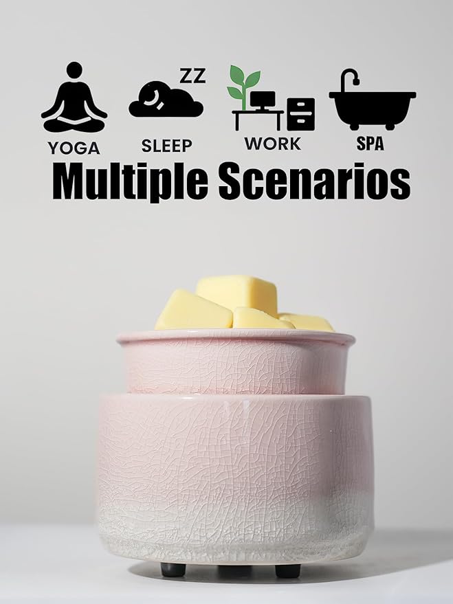 Ceramic Electric Wax Melt Warmer & Cube Oil Melter Cute Small Warmers Aromatherapy for Home Decorative Burner Melts Scented Candle Tart Scent Warm Fragrance (ice Pink)