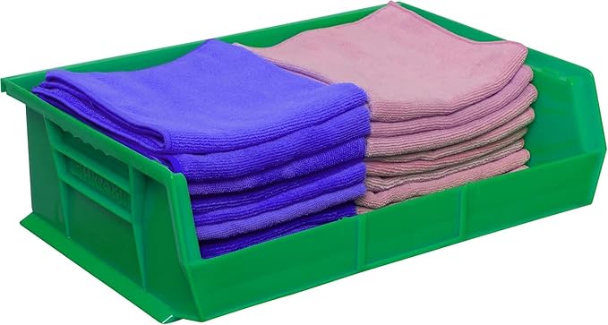 Akro-Mils 30255 AkroBins Plastic Storage Bins, Space-Saving Stackable Bins for Garage, Pantry, Craft Organization, 11" x 16" x 5", Green, 6-Pack