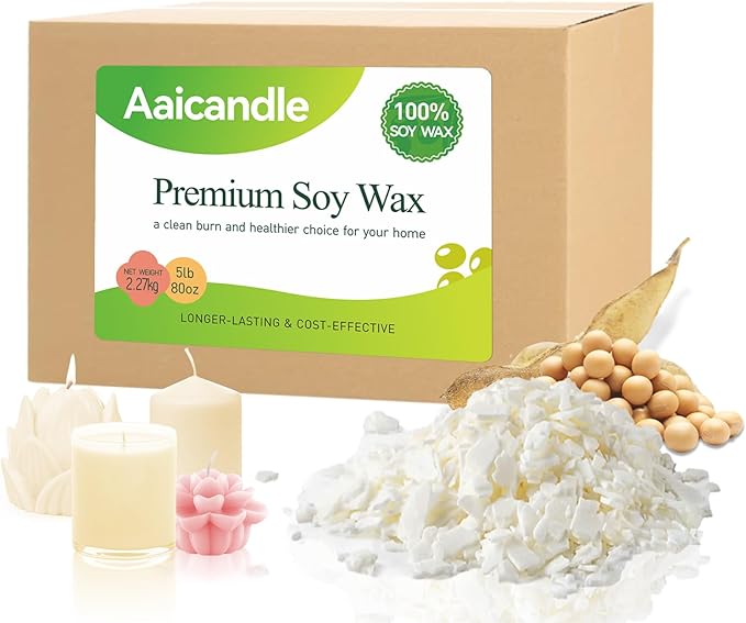 5LB Soy Wax for Candle Making - Natural Soy Wax Flakes Supplies for DIY Candles, Container & Tealight Craft Use, Easy Mel Clean Burn, Ideal for Small Businesses & Etsy Sellers (2270G / 80 OZ)