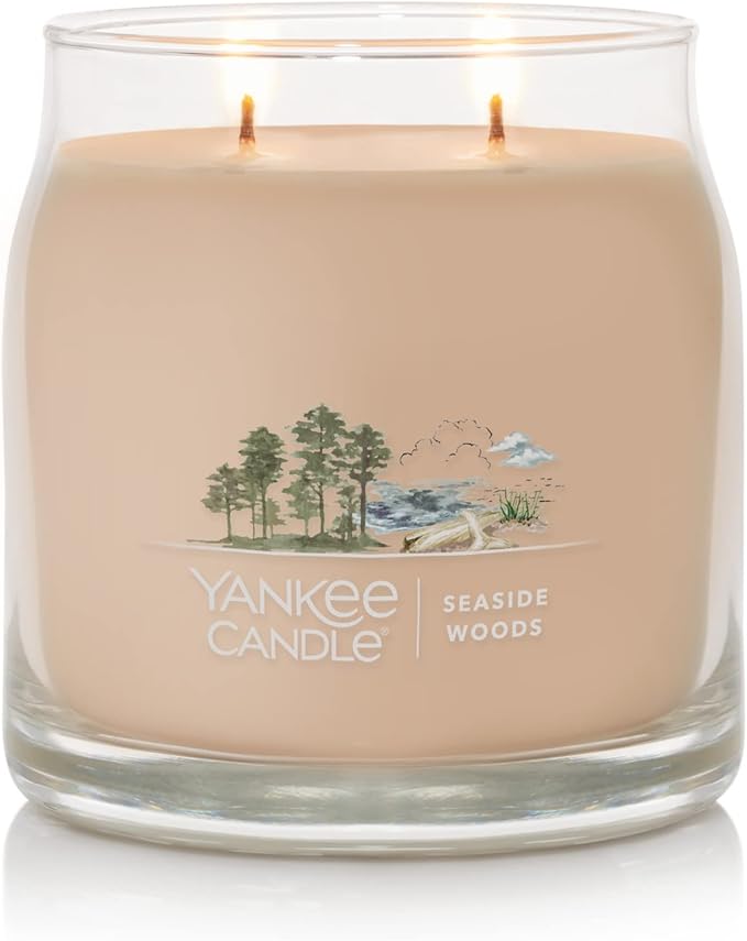 Yankee Candle Seaside Woods Scented Signature 13oz Medium Jar 2-Wick Candle Over 35 Hours of Burn Time