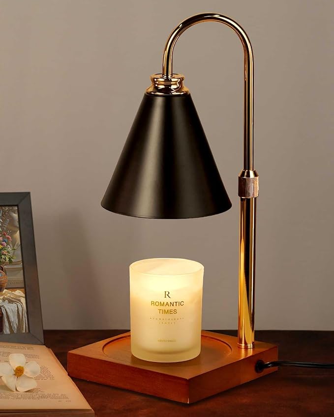 Candle Warmer Lamp with Timer Dimmable,Mothers Day Birthday Gifts for Women Mom, Adjustable Height Candle Warmer, Black Candle Lamp Warmer for Jar Candles with 2 Bulbs Home Decor