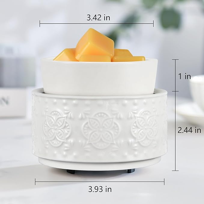 mocosa Ceramic Candle Wax Melt Warmer for Scented 3-1 Electric Candle Warmer Home Fragrance Burner for Mom Women(White-Granular)