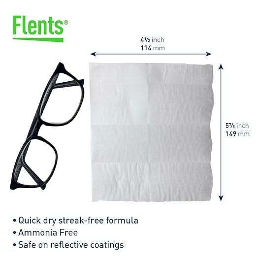 Flents Lens Wipes, Wipe 'N Clear Basic, 400 Count, Pre-Moistened, Streak-Free, Safe for Glasses, Sunglasses, Gentle Cleaning, Clear Vision, Streak-Free, Individually Wrapped for Travel & Convenience