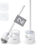 BOOMJOY Toilet Bowl Brush and Holder, 2 Pack Toilet Brush and Holder Set with Dense Bristles for Bathroom Deep Cleaning, Household Cleaning Accessories, Easy to Assemble, Clear
