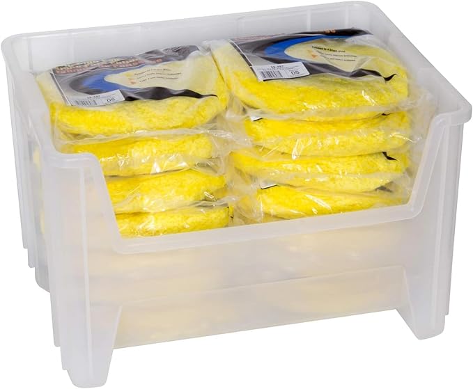 Akro-Mils 13017 Stak-N-Store Heavy Duty Stackable Open Front Plastic Storage Container Bin, (15" x 20" x 12-1/2"), Clear, (3-Pack)