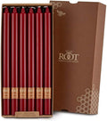 Root Candles Unscented Dinner Candles Premium Beeswax Blend Boxed Candle Set, 12-Inch, Garnet, 12-Count