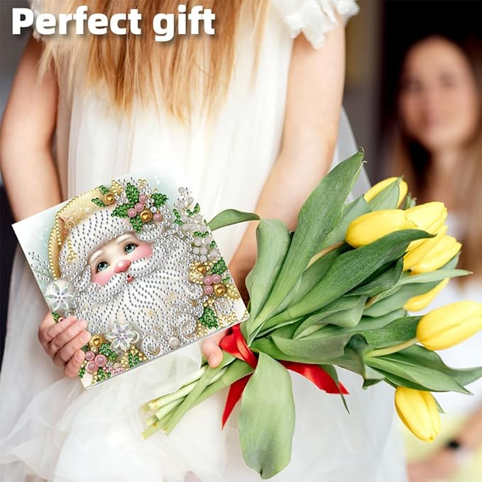 6PCS Christmas DIY Art Greeting Cards Congratulations Cards & Gifts – DIY 5D Diamond Painting Kit, Sparkling Crystal Rhinestone Art, Handmade Home Decor & Gift