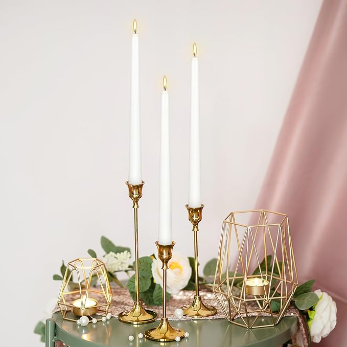 White Taper Candles, 10 Inch Dripless Candlestick, Jasmine Scented Colonial Candle, Dripless Long-Lasting Burning Candle Sticks for Home Décor, Dinner, Weddings,4Pack