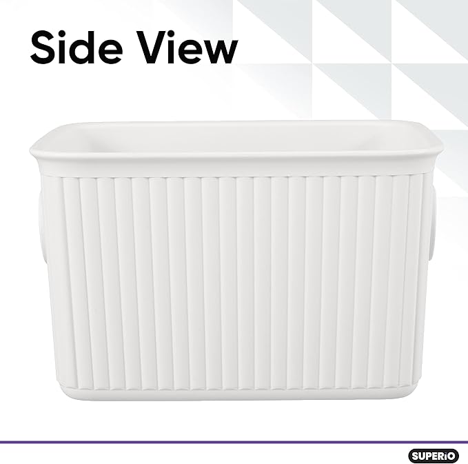 Superio Decorative Plastic Basket Open Home Storage Bins Organizer Baskets, Small, White (8 Pack) Container Boxes for Organizing Closet Storage Bins for Shelves Drawer Shelf, 1.5 Liter