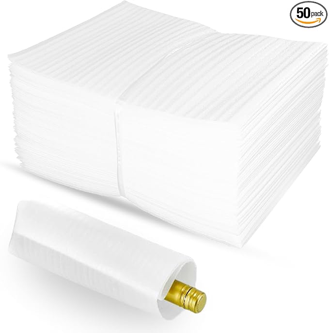 50 Pack 8''x12'' Cushion Foam Pouches, Moving Supplies for Dishes, Packing Foam for Dishes & Cups, Glass Packing Paper and Plate Protectors for Moving Fragile Items (200x300x1MM)