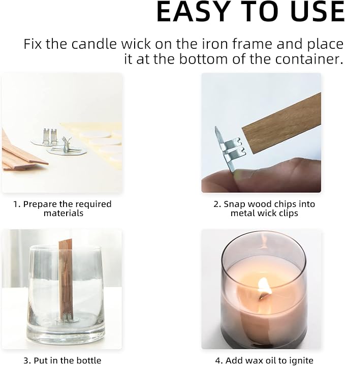 Ziosxin 260pack Galvanized Metal Base Suitable for Wood Wicked Candles Manufacture, Metal Bracket Size: W*D(25 * 25mm),H(8mm) Does not Include Wicks and Stickers