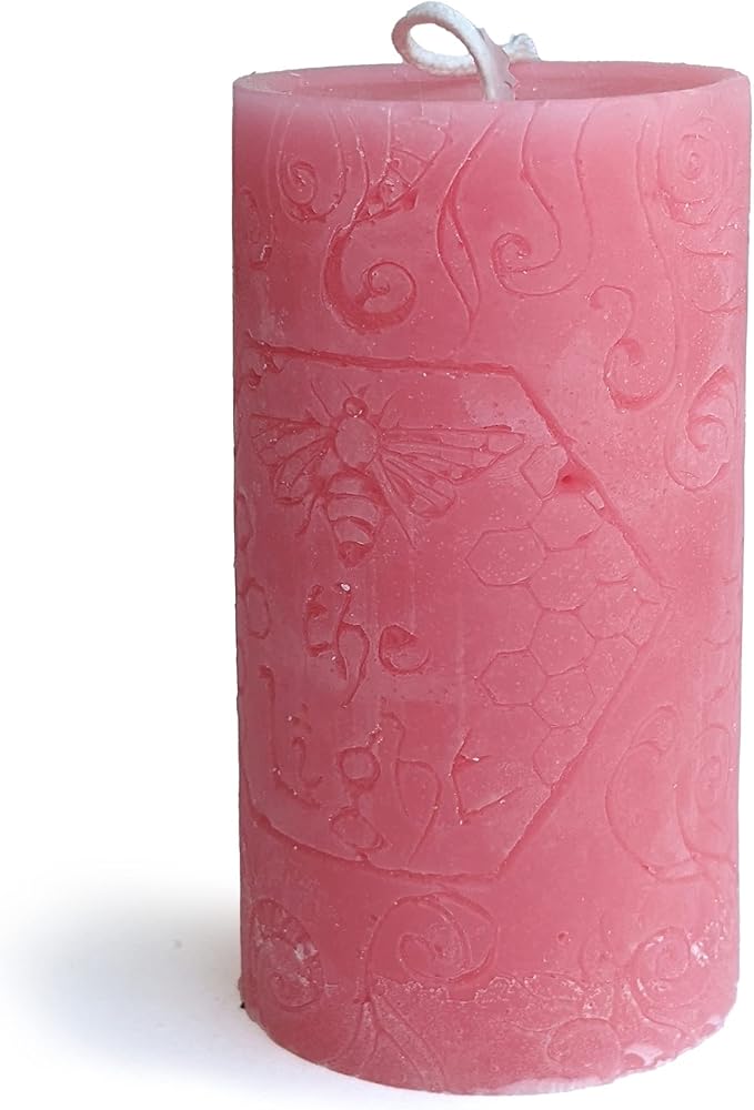 BeeTheLight Beeswax Pillar Candle - 100% Pure Bees Wax - Choose Your Size and Color - Up to 72 Hour Burn Time - Approx. 2x3, 3x4, 3x6 - Unscented - Natural Light Honey Scent (Pink Sunset, Large)