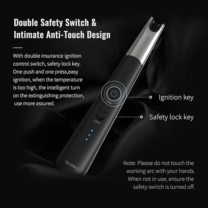Electric Lighter, Plasma Lighters Windproof & Flameless with Type C, Double Safety Switch, lighters for Candle Aromatherapy, Camping, BBQ etc.
