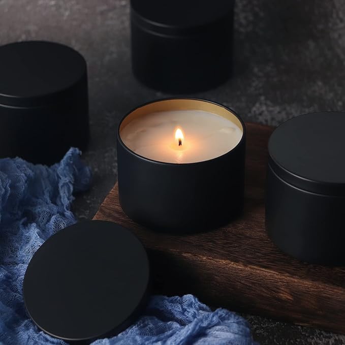 sonviitins 48 Pieces 4 Oz Black Candle Tins,4oz Candle Jars Candle Containers with Lids, Candle Tin for Candles Making, Arts & Crafts, Storage, and Gifts