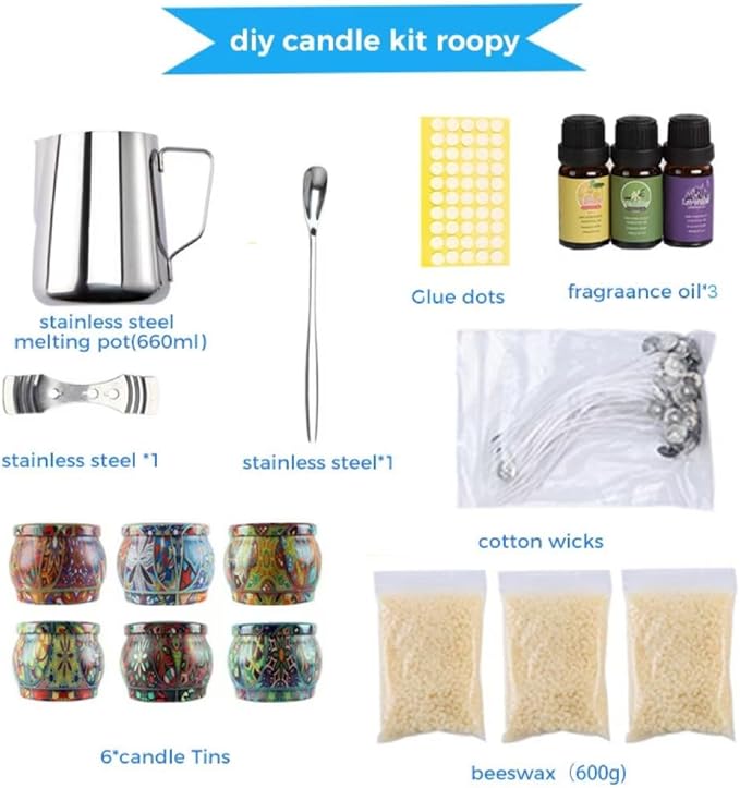 Homemade Soy Candle Making Kit - Complete Set - Soy Wax, 6 Candle Jars, 3 Delightful Scents - Perfect for Home Decor - DIY Beginner Scented Candle Making Kit