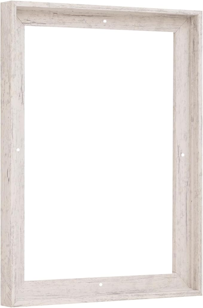Pixy Canvas Floater Frame 10x14 for 3/4 (0.75) inch Deep Canvas Paintings/Canvas Prints/Wood Canvas Panels/Wall Art/Wall Decor/Home Decor/Artwork (Distressed White, 10 x 14 inch, Portrait)