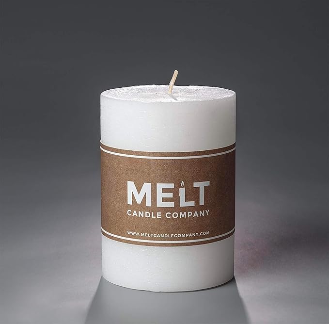 Melt Candle Pillar Candles, 3 Pack - Unscented Candles for Home, Church, Weddings, & More - 3" x 4", White