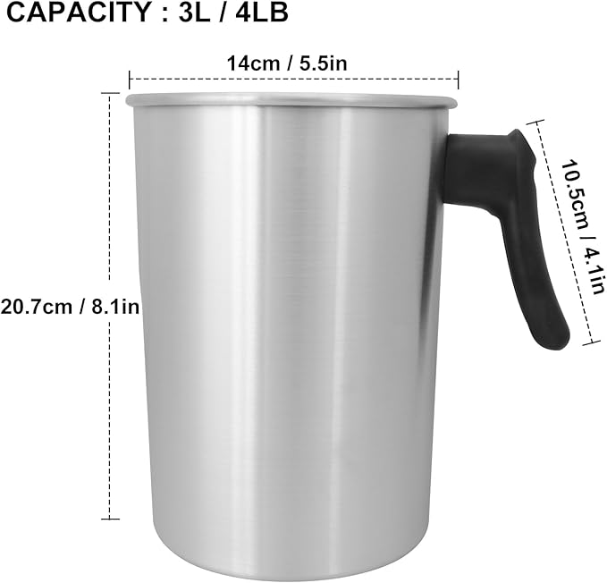 GENHAKON 2 PCS Candle Making Pouring Pot, 4 Pounds Metal Candle Pouring Pitcher, Melting Pot - Ideal for Candle Making, Soap Crafting, and DIY Arts
