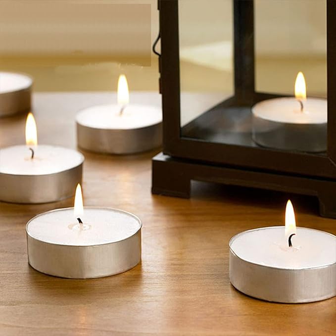 AlterEgo Unscented Tea Lights - 200 Pack Tealight Candles - 4+ Hour Burn Time - Clean-Burning White Palm Votive Smokeless Tealights Candles for Home, Shabbat & Anniversaries (200Pack)